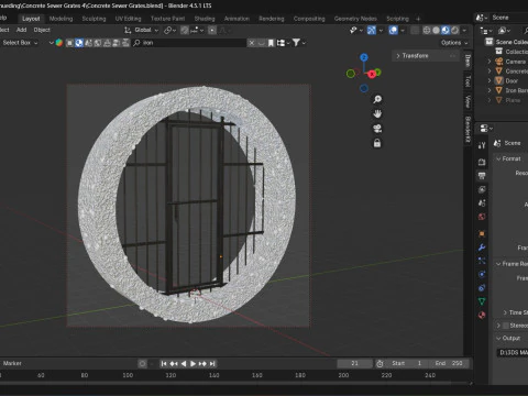 Infrastructure Structure Concrete Arched Grate 3D Model