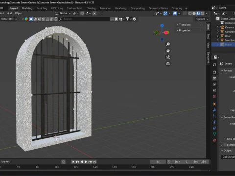 Infrastructure Structure Concrete Arched Grate 3D Model