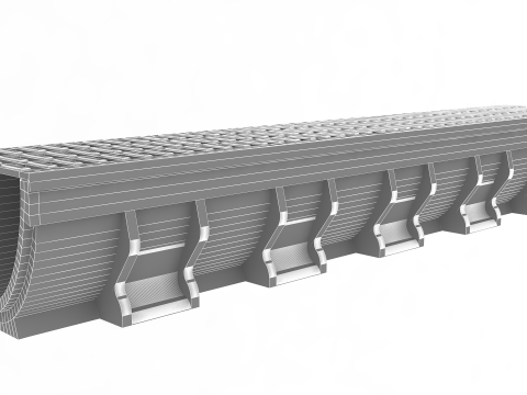 Channel Drain with Metal Grate 3D Model