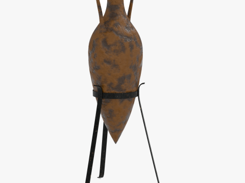 Amphore grecque antique en terre cuite sur support en métal Modèle 3D