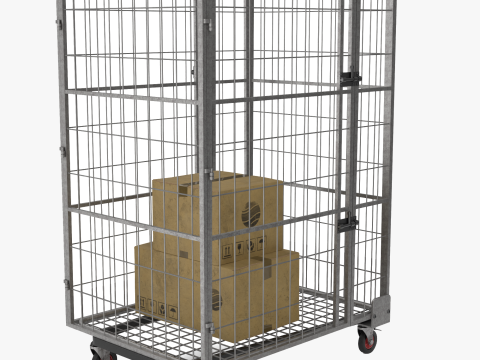 Промышленная тележка для рулонов проволоки, серебро 3D Модель