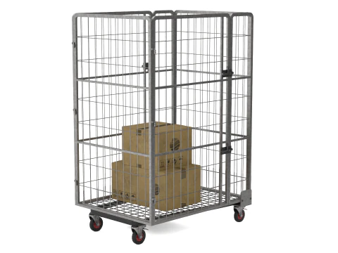 Industrial Wire Roll Trolley Silver 3D Model