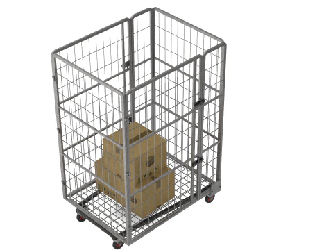Industrial Wire Roll Trolley Silver 3D Model