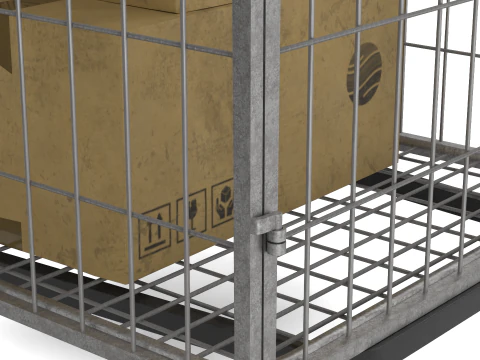 Industrial Wire Roll Trolley Silver 3D Model