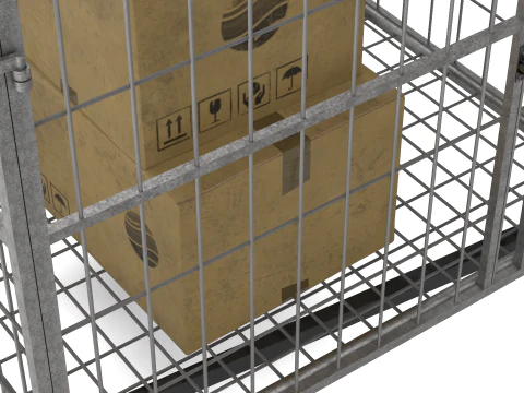 Industrial Wire Roll Trolley Silver 3D Model