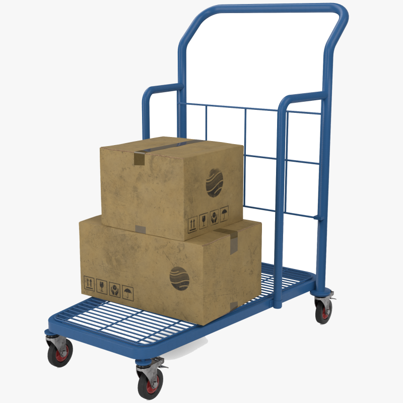 Industrial Trolley 3D Model .c4d .max .obj .3ds .fbx .stl .blend