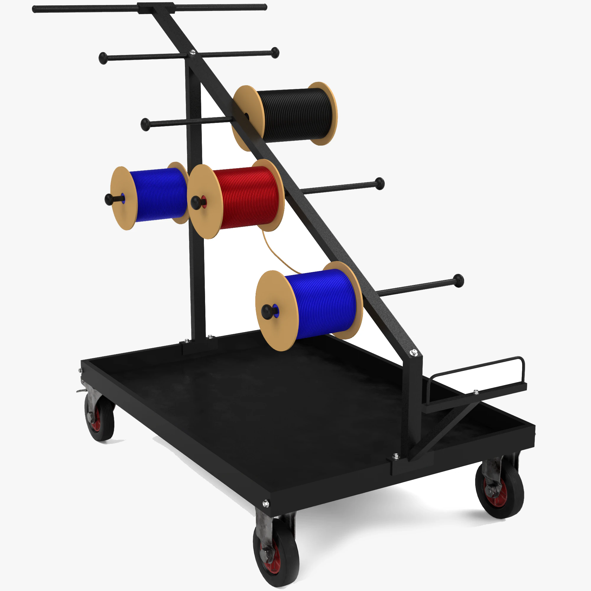 Industrial Wire Roll Trolley 3D Model .c4d .max .obj .3ds .fbx .stl .blend