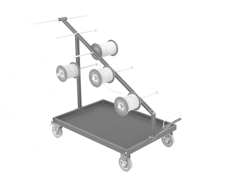 Industrial Wire Roll Trolley 3D Model