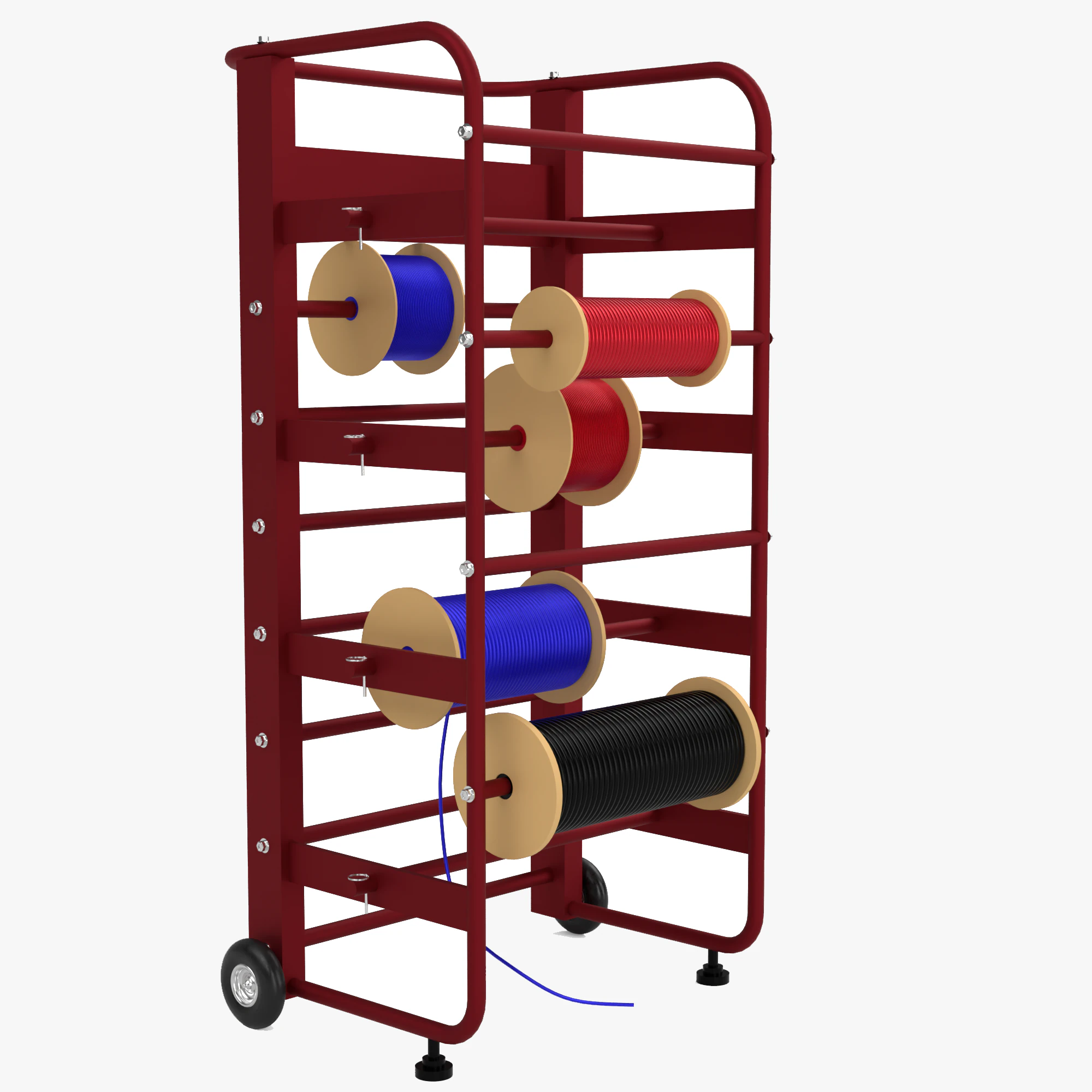 Industrial Wire Roll Trolley 3D Model .c4d .max .obj .3ds .fbx .stl .blend