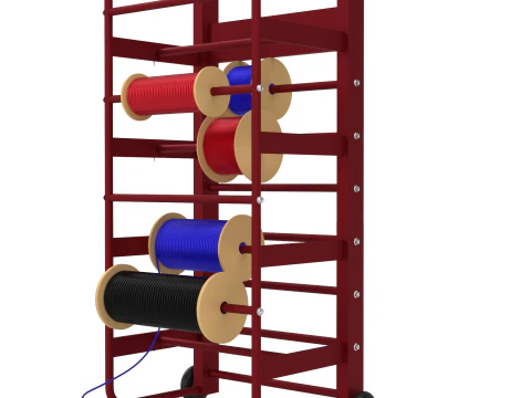 Industrial Wire Roll Trolley 3D Model