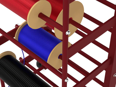 Industrial Wire Roll Trolley 3D Model