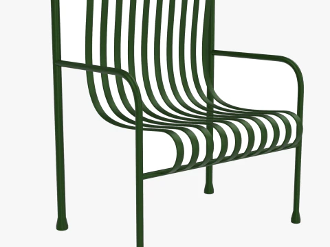 Silla verde de muebles de exterior a rayas Hay Palissade Modelo 3D
