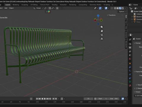 Hay Palissade ray&eacute; mobilier d'ext&eacute;rieur chaise verte Modèle 3D