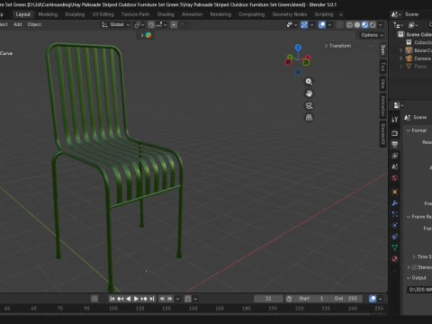 Hay Palissade gestreept tuinmeubilair groene stoel 3D Model