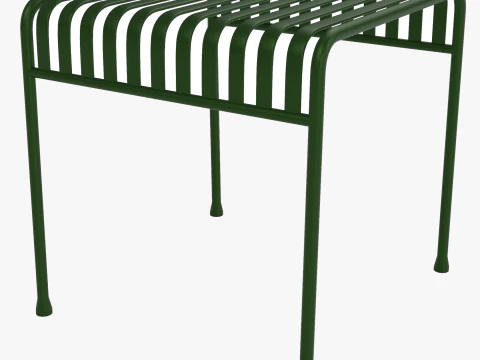 Zielony st&oacute;ł z meblami ogrodowymi z palisady siana w paski Model 3D