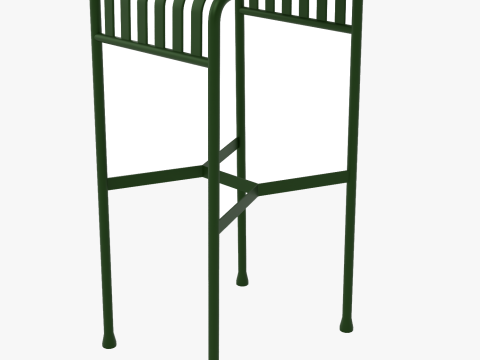 Zielony stół z meblami ogrodowymi z palisady siana w paski Model 3D