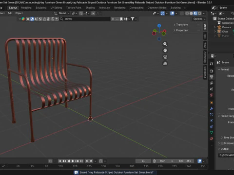 Hay Palissade Striped Outdoor Furniture Brown Chair 3D Model