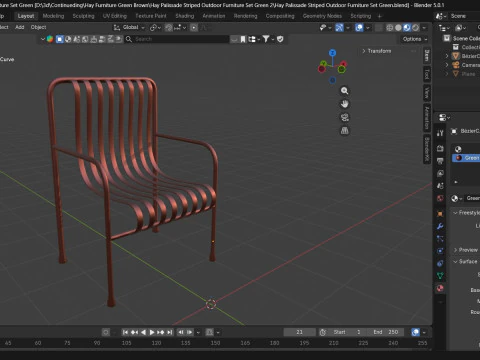 Hay Palissade Striped Outdoor Furniture Brown Chair 3D Model