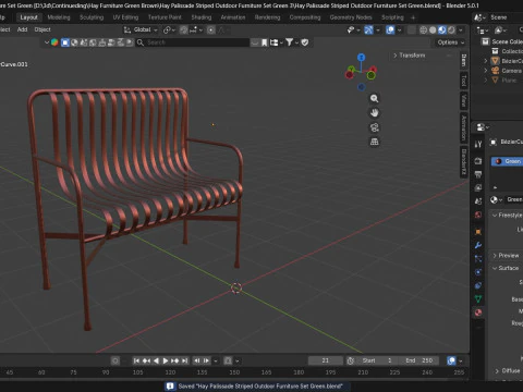 Hay Palissade Striped Outdoor Furniture Brown Chair 3D Model