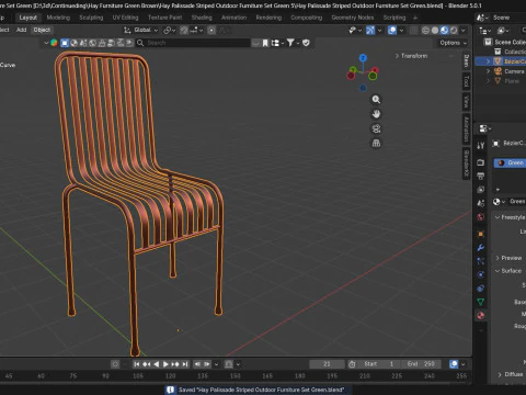 Hay Palissade Striped Outdoor Furniture Brown Chair 3D Model