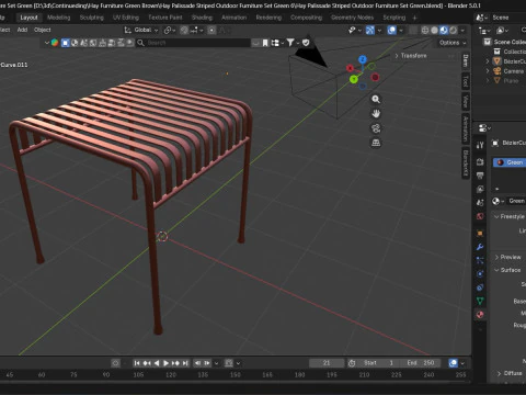 Hay Palissade Striped Outdoor Furniture Brown Table 3D Model