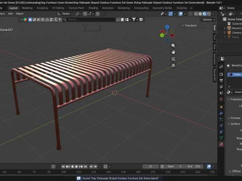 Hay Palissade Striped Outdoor Furniture Brown Table 3D Model