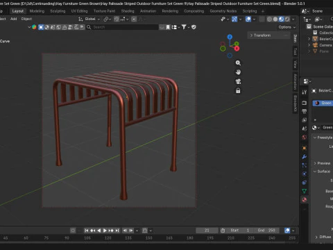 Hay Palissade Striped Outdoor Furniture Brown Table 3D Model