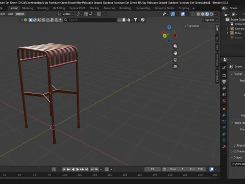 Hay Palissade Striped Outdoor Furniture Brown Table 3D Model