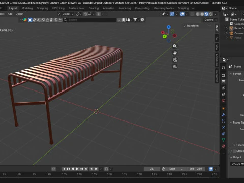 Hay Palissade Striped Outdoor Furniture Brown Table 3D Model