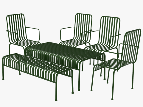 Hay Palissade Striped Outdoor Furniture Set Green 3D Model