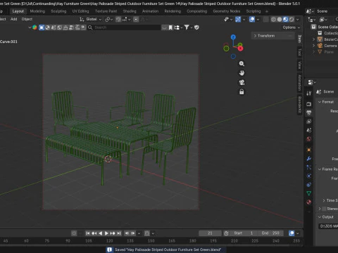 Hay Palissade Striped Outdoor Furniture Set Green 3D Model