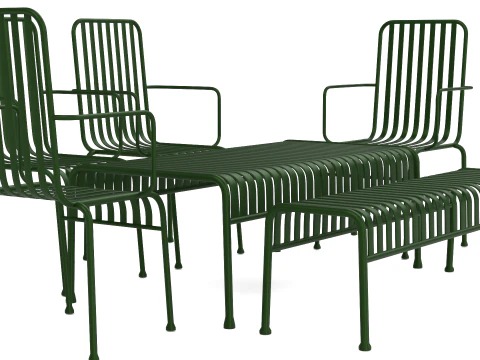 Hay Palissade Striped Outdoor Furniture Set Green 3D Model