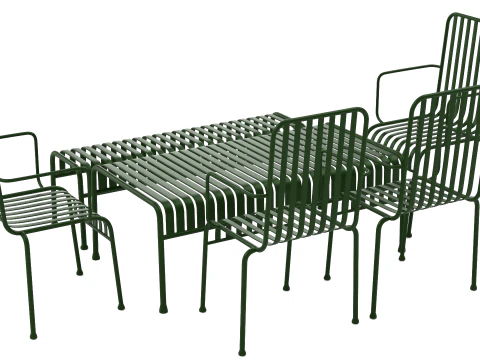 Hay Palissade Striped Outdoor Furniture Set Green 3D Model