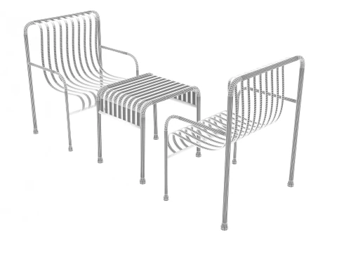 Hay Palissade Striped Outdoor Furniture 3D Model