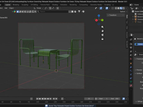 Hay Palissade Striped Outdoor Furniture 3D Model