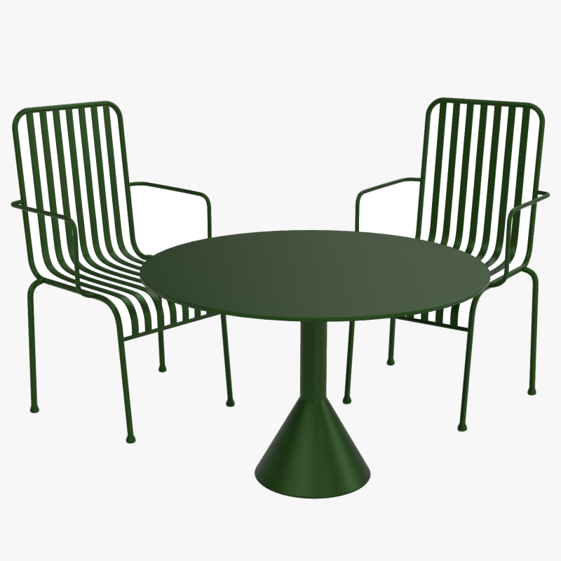 Hay Palissade Striped Outdoor Furniture Set Green 3D Model .c4d .max .obj .3ds .fbx .stl .blend