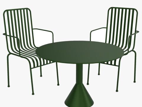 Hay Palissade Gestreepte Tuinmeubelset Groen 3D Model