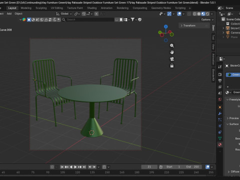 Hay Palissade Striped Outdoor Furniture Set Green 3D Model