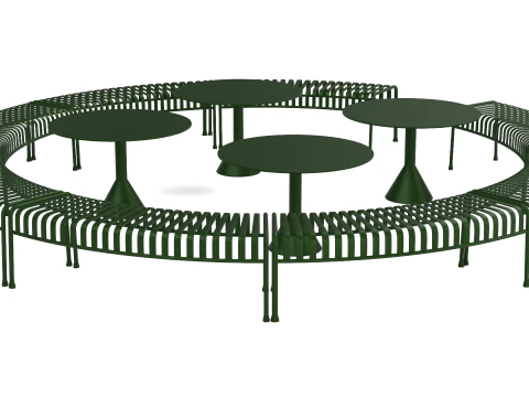 HAY Palissade Striped Outdoor Furniture Set Green 3D Model