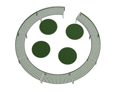 HAY Palissade Striped Outdoor Furniture Set Green 3D Model