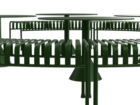 HAY Palissade Striped Outdoor Furniture Set Green 3D Model
