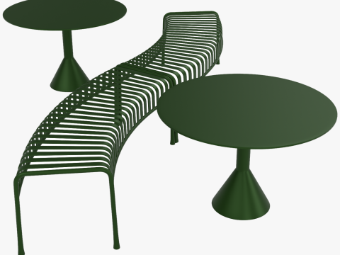 Hay Palissade Striped Outdoor Furniture Set Green 3D Model