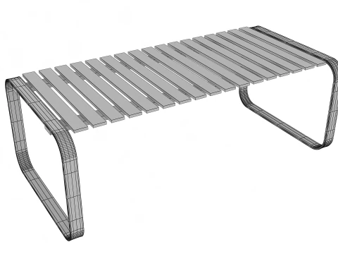 Wooden Striped Outdoor Table 3D Model