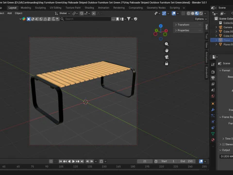 Wooden Striped Outdoor Table 3D Model