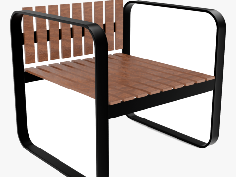Деревянный полосатый уличный стул 3D Модель