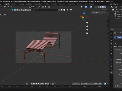 Hay Palissade Cord Palissade Chaise Longue 3D Model