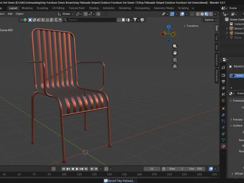 Hay Palissade Striped Outdoor Furniture Brown Chair 3D Model