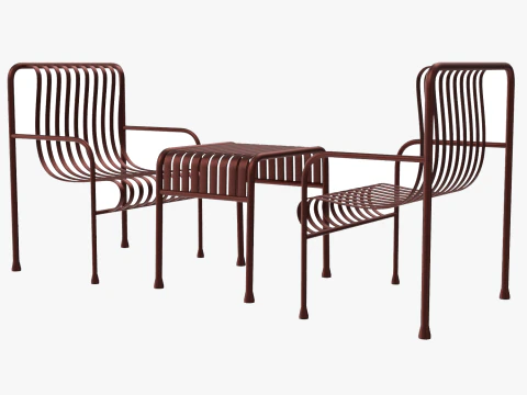 干し草の柵のストライプの屋外用家具 3Dモデル