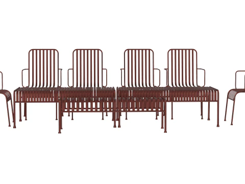 HAY Palissade Striped Outdoor Furniture Set 3D Model