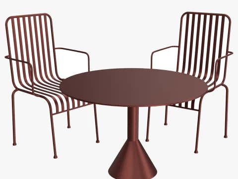 Juego de muebles de exterior a rayas Hay Palissade Modelo 3D